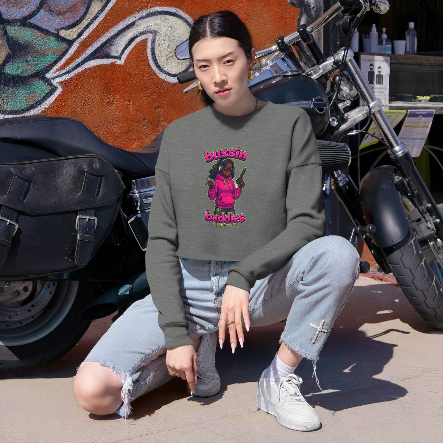 Trendy Cropped Sweatshirt for Women, Funny Gift for Friends, Cute Casual Wear, Stylish Lounge Top, Perfect for Parties