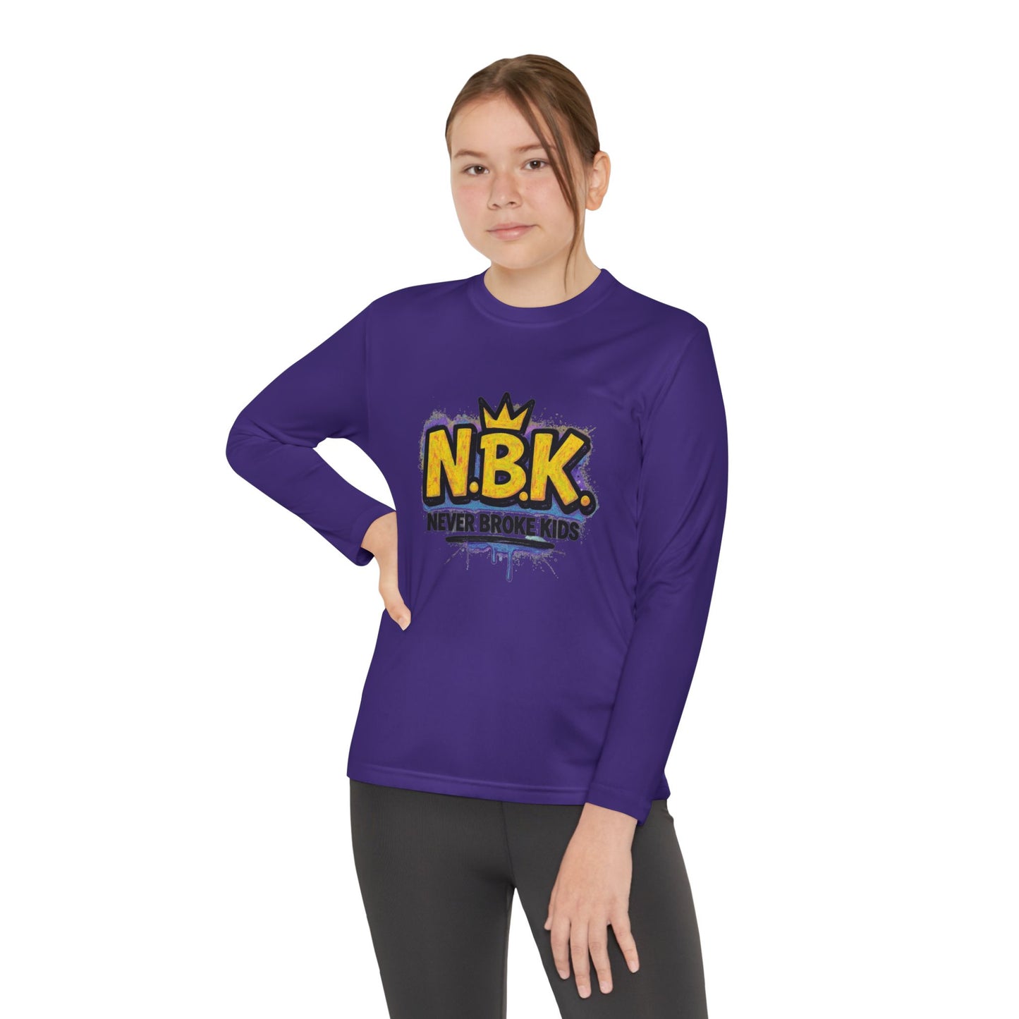 Youth Long Sleeve Tee - NBK Never Broke Kids, Cool Graphic Top for Kids, Growing Up, Birthday Gift, Casual Wear, Trendy Fashion