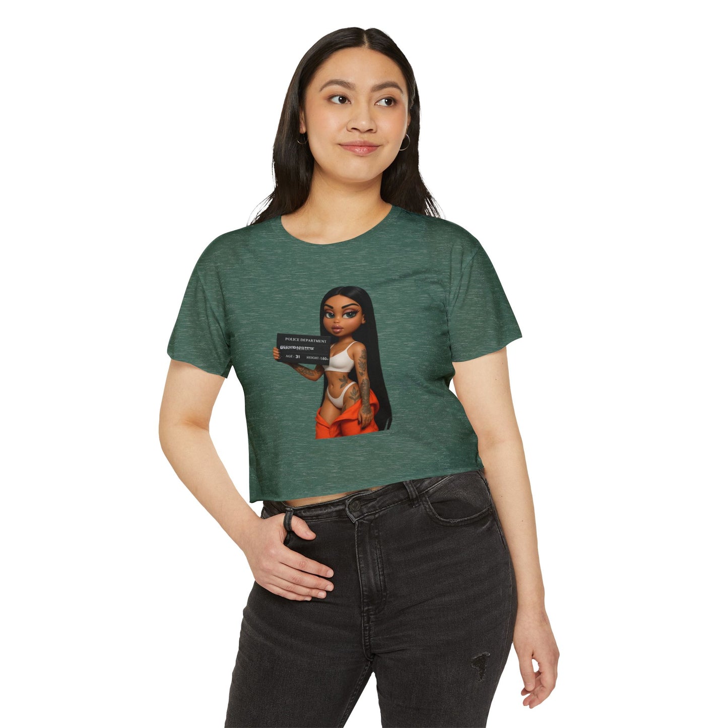 Women’s Festival Crop Top with Playful Graphic | Bohemian Style, Summer Essential, Music Festival Outfit, Casual Wear, Trendy Tee