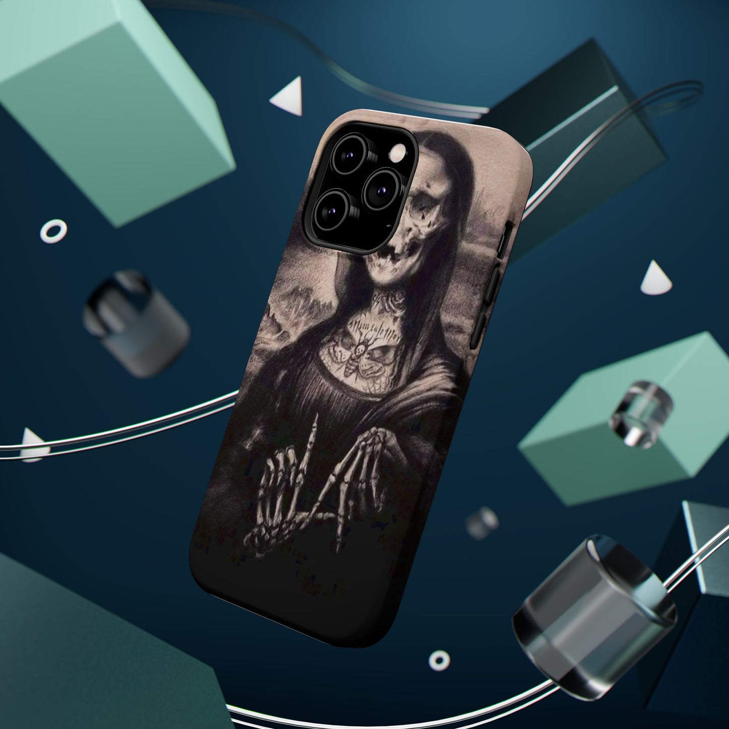 Gothic Art Phone Case, Skeleton Design, Impact-Resistant Cover, Unique Gift, Halloween Accessory, Edgy Tech Gear