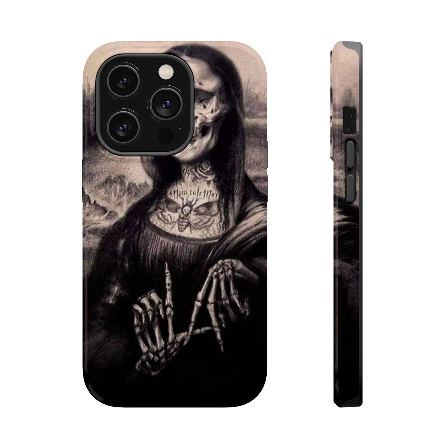 Gothic Art Phone Case, Skeleton Design, Impact-Resistant Cover, Unique Gift, Halloween Accessory, Edgy Tech Gear
