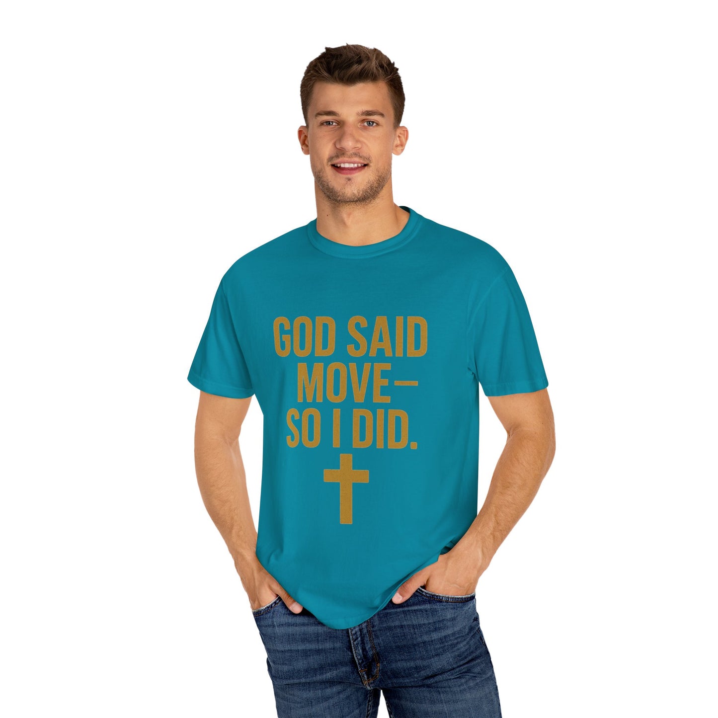 god said move Unisex T-Shirt, Comfortable Casual Wear, Ideal for Church Events, Inspirational Gift, Everyday Apparel