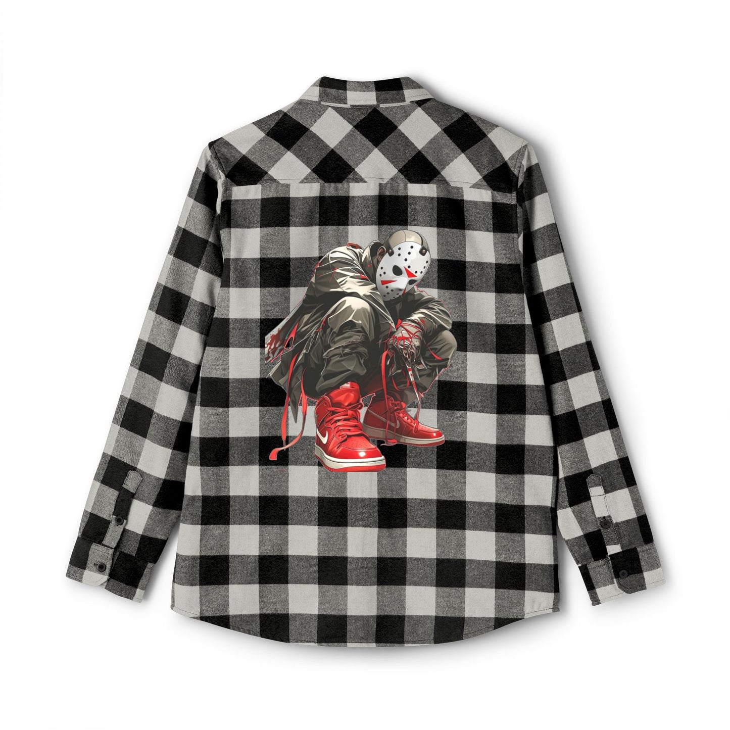Edgy Graphic Flannel Shirt - Unisex, Perfect for Halloween, Casual Outings, Outdoor Adventures, Gifts for Fans, Trendy Style