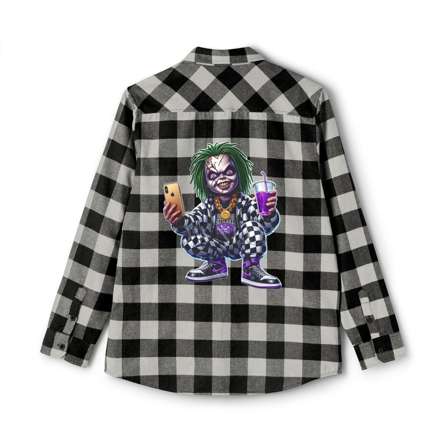 Chic Unisex Flannel Shirt with Graphic Design, Casual Wear, Perfect for Fall, Streetwear Fashion, Halloween & Everyday Style