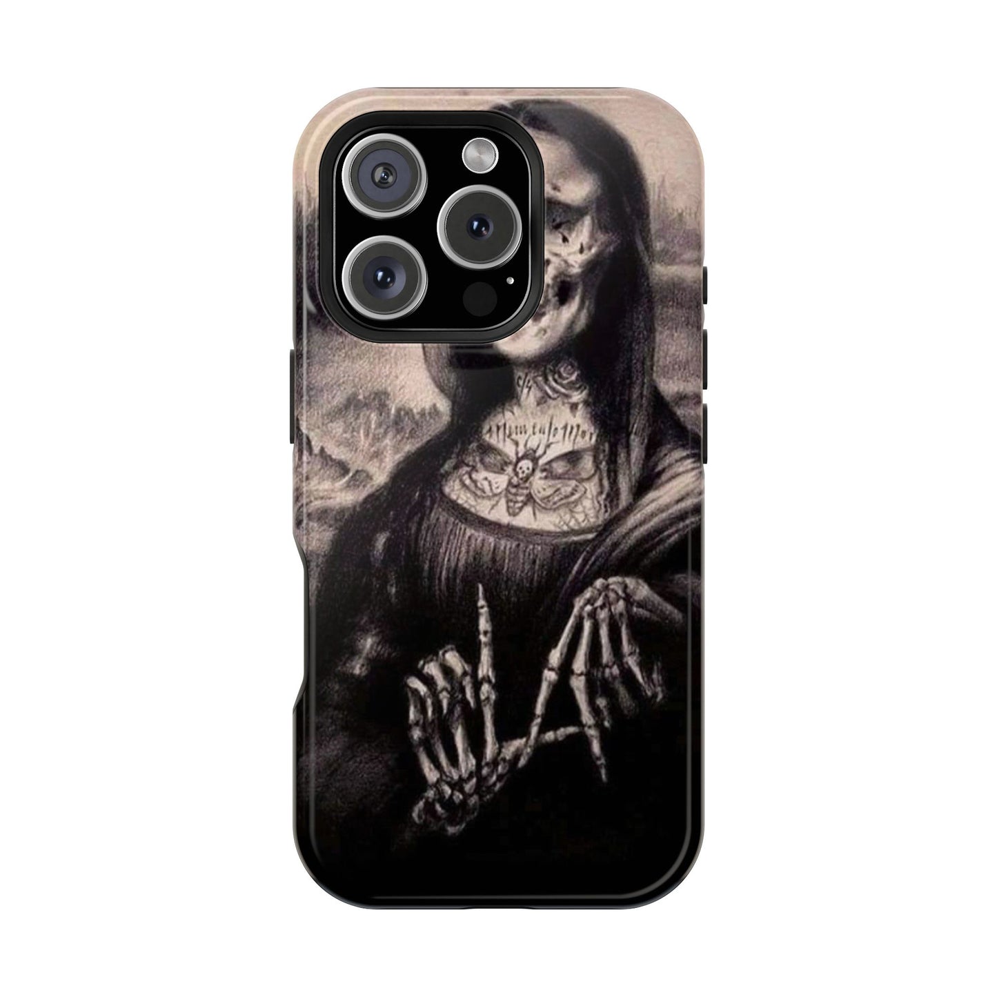Gothic Art Phone Case, Skeleton Design, Impact-Resistant Cover, Unique Gift, Halloween Accessory, Edgy Tech Gear