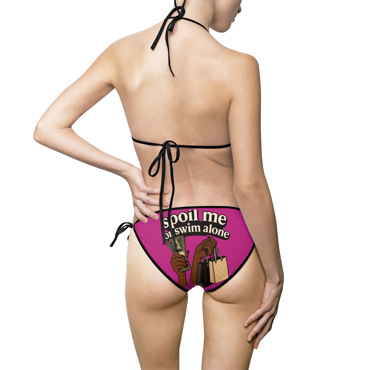 Playful Women's Bikini Swimsuit - 'Spoil Me, I Swim Alone' - Summer Beachwear, Pool Party, Tropical Getaway, Vacation Essentials