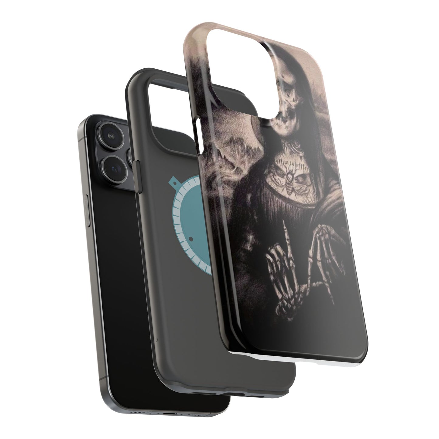 Gothic Art Phone Case, Skeleton Design, Impact-Resistant Cover, Unique Gift, Halloween Accessory, Edgy Tech Gear