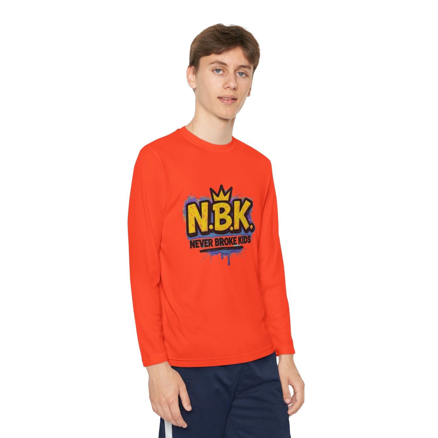 Youth Long Sleeve Tee - NBK Never Broke Kids, Cool Graphic Top for Kids, Growing Up, Birthday Gift, Casual Wear, Trendy Fashion