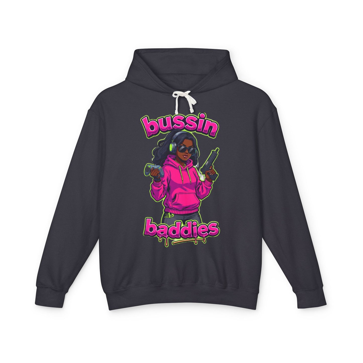 Bussin Baddies Unisex Lightweight Hoodie, Trendy Streetwear, Casual Fashion, Gift for Her, Unique Graphic Sweatshirt