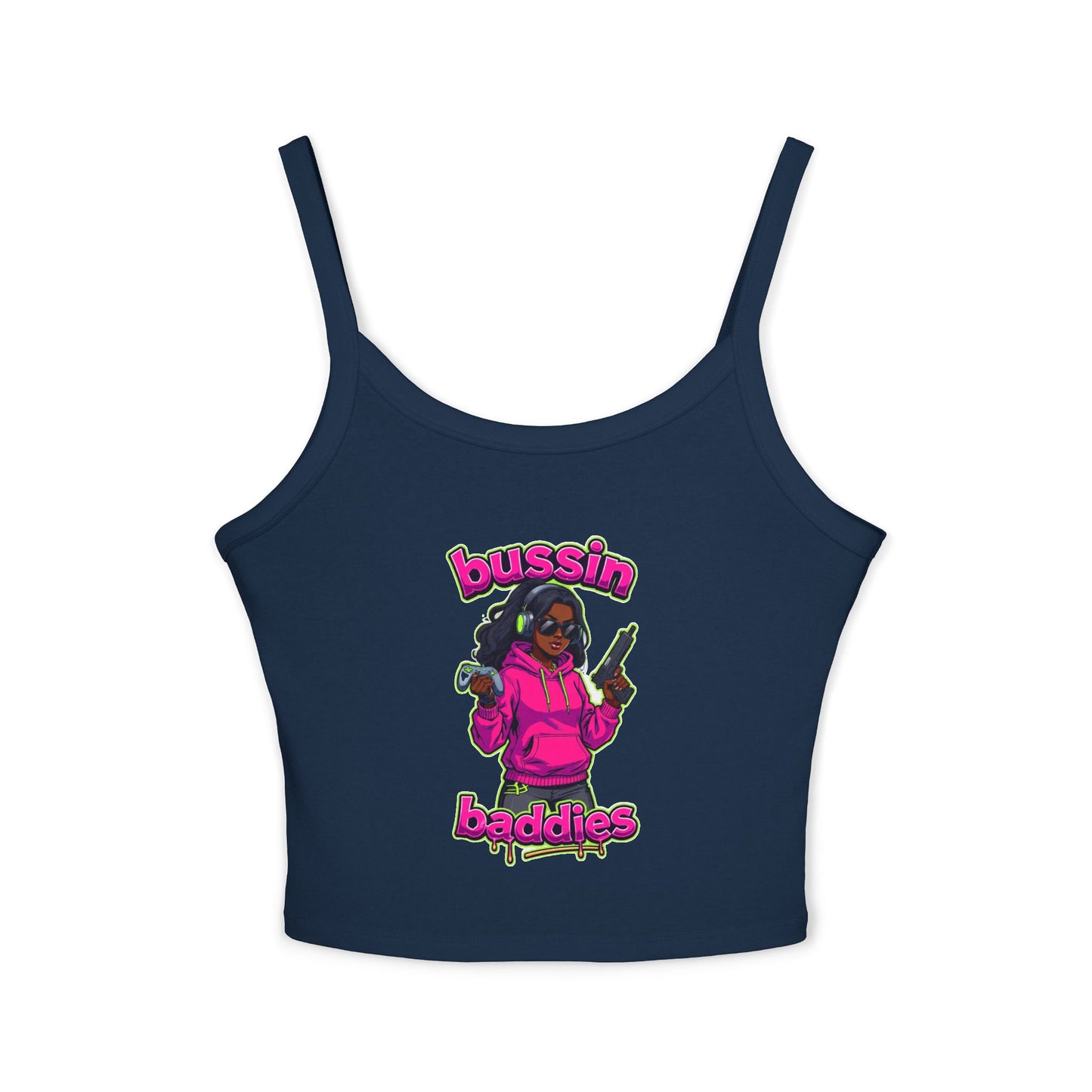Bussin' Baddies Tank Top - Women's Spaghetti Strap, Trendy Summer Wear, Casual Outfit, Colorful Graphic Tee, Festival Fashion