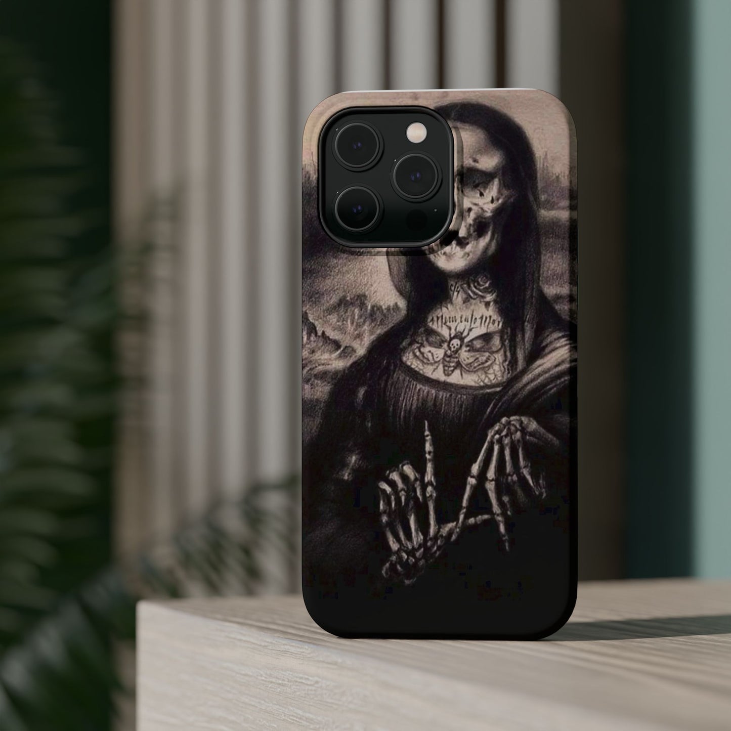 Gothic Art Phone Case, Skeleton Design, Impact-Resistant Cover, Unique Gift, Halloween Accessory, Edgy Tech Gear