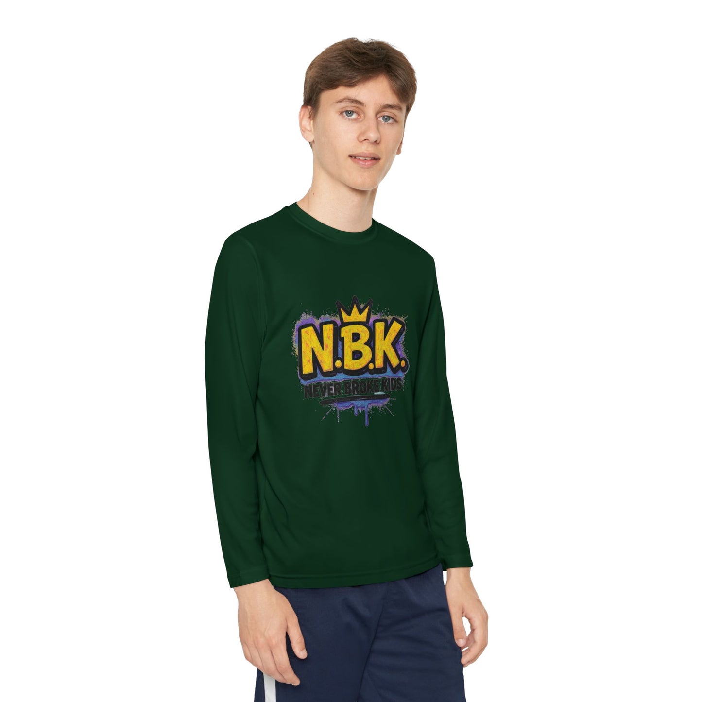 Youth Long Sleeve Tee - NBK Never Broke Kids, Cool Graphic Top for Kids, Growing Up, Birthday Gift, Casual Wear, Trendy Fashion