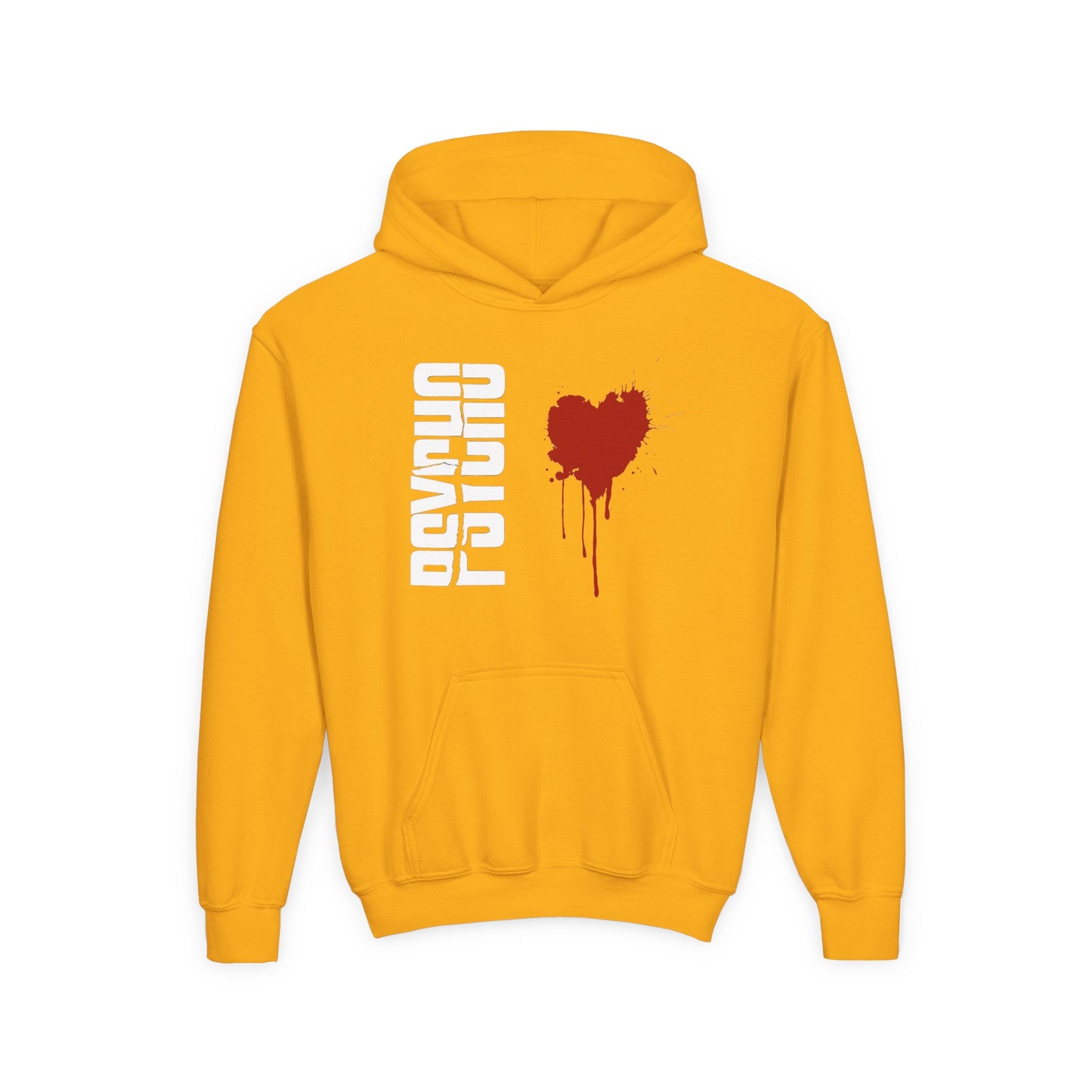 Youth Hooded Sweatshirt with Heart Design, Cozy Pullover, Trendy Sweatshirt, Gift for Teens, Casual Wear, Fashion Hoodie