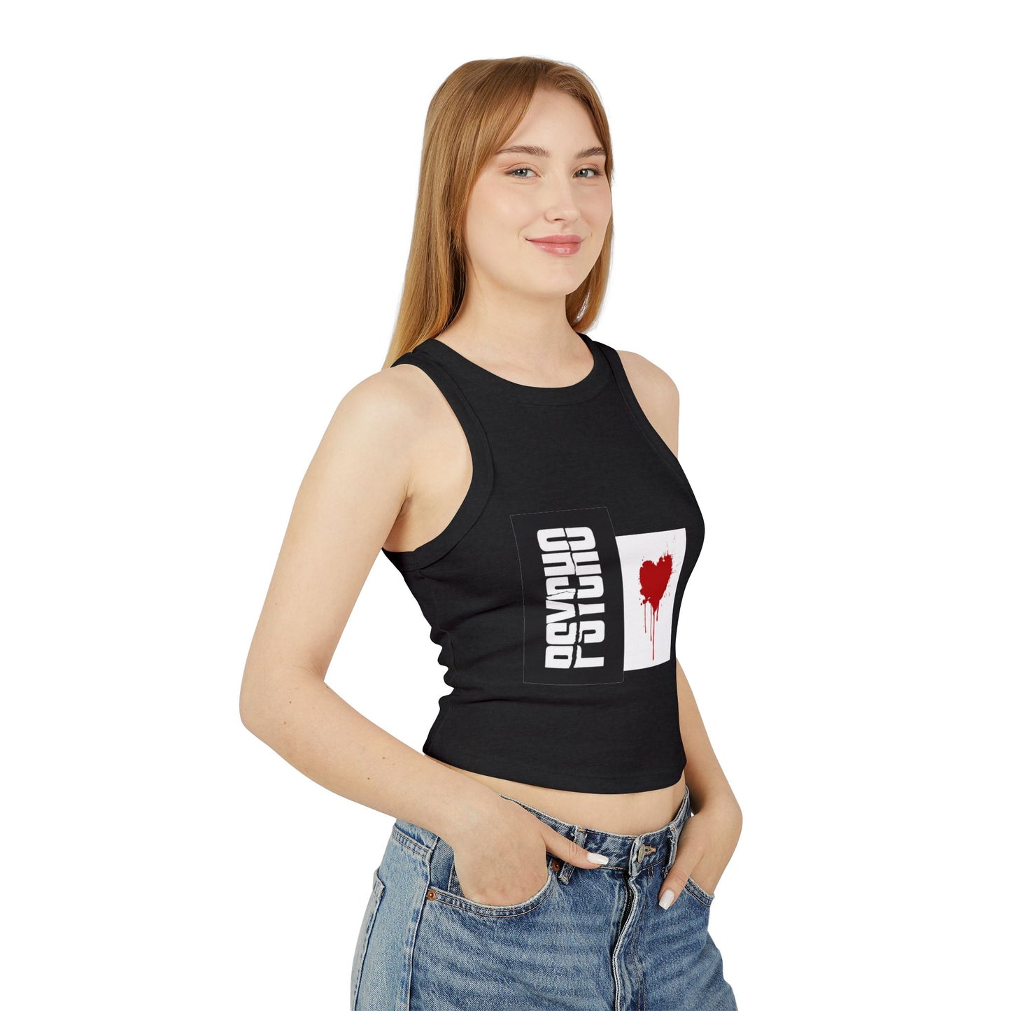 Psycho Heart Women's Crop Tank, Edgy Fashion Top, Summer Outfit, Festival Wear, Grunge Style