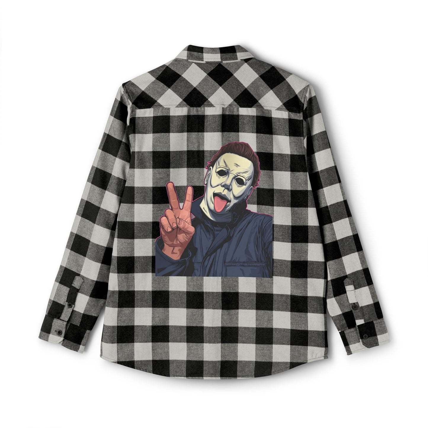 Cool Horror Graphic Unisex Flannel Shirt, Fall Style Shirt, Casual Layering Top, Halloween Gift, Grunge Aesthetic
