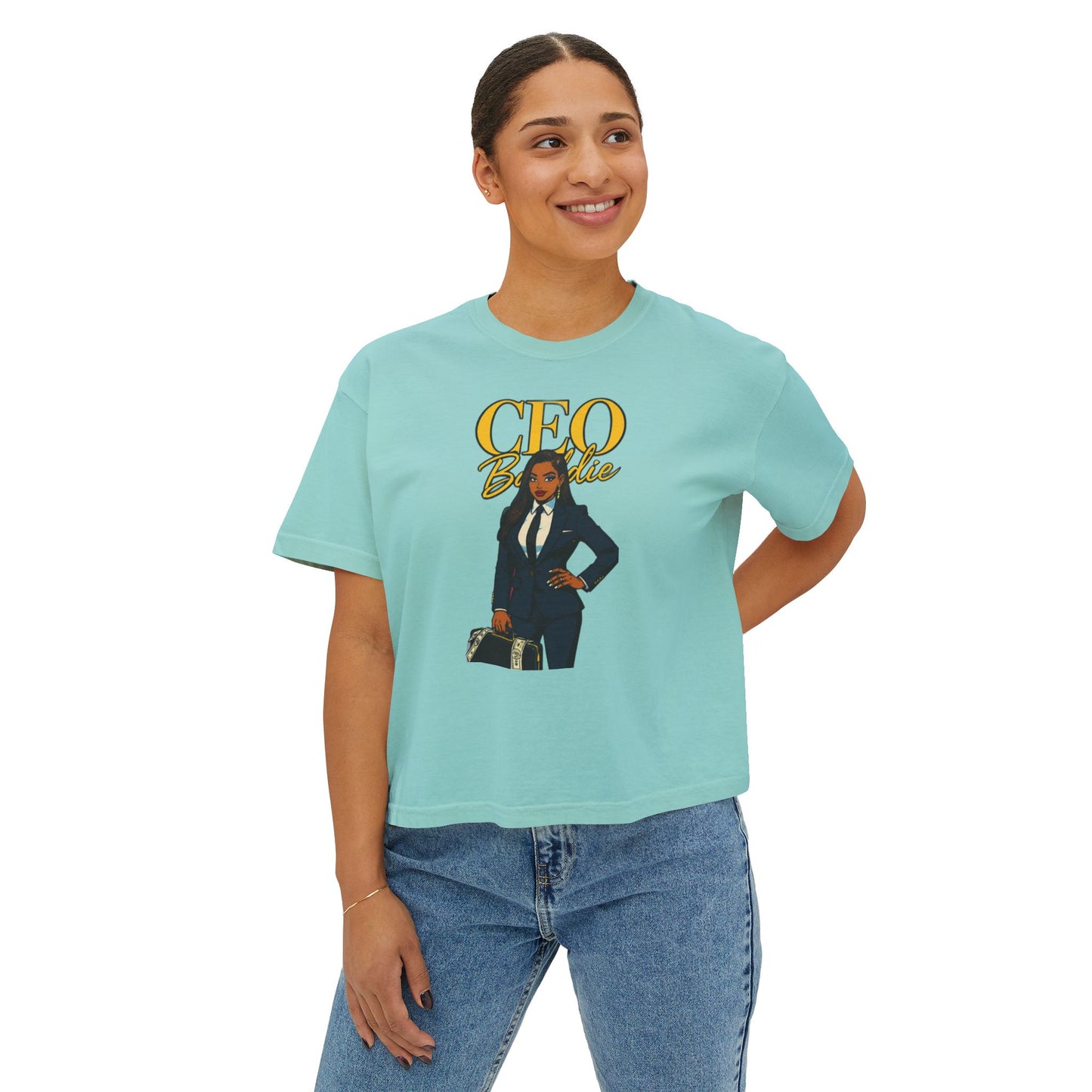 Empowered CEO Women's Boxy Tee, Casual Outfit, Gift for Graduates, Entrepreneur Shirt, Business Apparel, Motivational Top