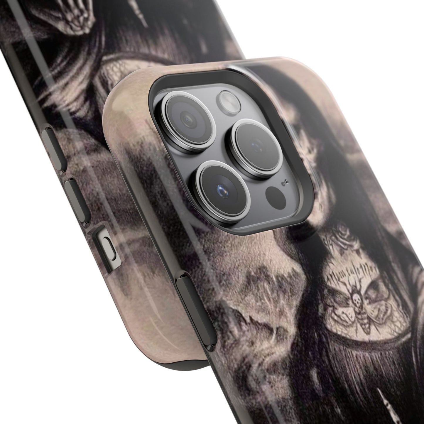 Gothic Art Phone Case, Skeleton Design, Impact-Resistant Cover, Unique Gift, Halloween Accessory, Edgy Tech Gear