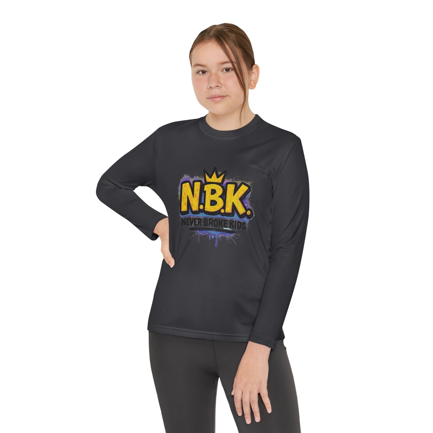 Youth Long Sleeve Tee - NBK Never Broke Kids, Cool Graphic Top for Kids, Growing Up, Birthday Gift, Casual Wear, Trendy Fashion