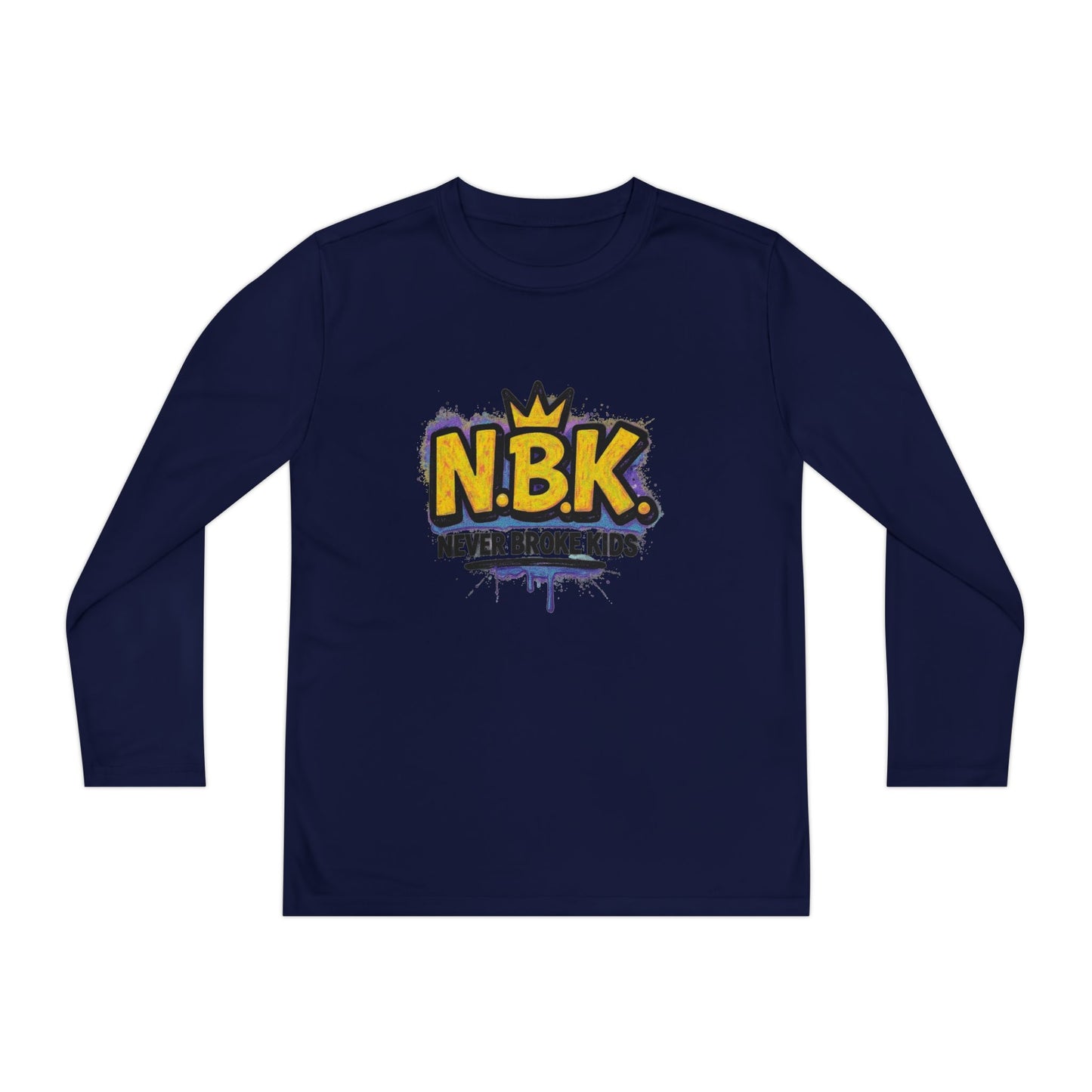 Youth Long Sleeve Tee - NBK Never Broke Kids, Cool Graphic Top for Kids, Growing Up, Birthday Gift, Casual Wear, Trendy Fashion