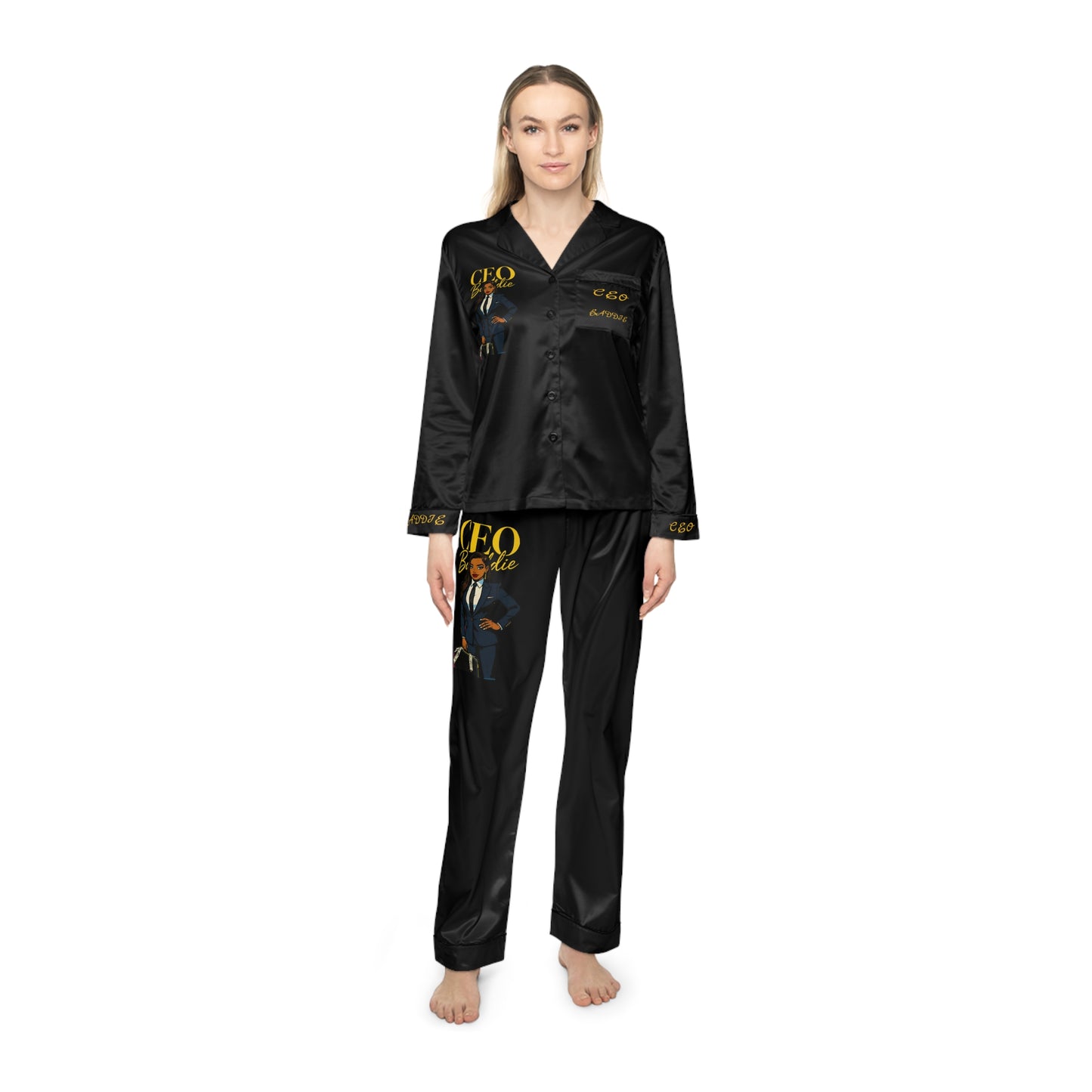 Chic Satin Pajamas for Women | CEO Energy Sleepwear, Lounge Set, Stylish Nightwear, Perfect Gift, Women’s Sleep Clothing