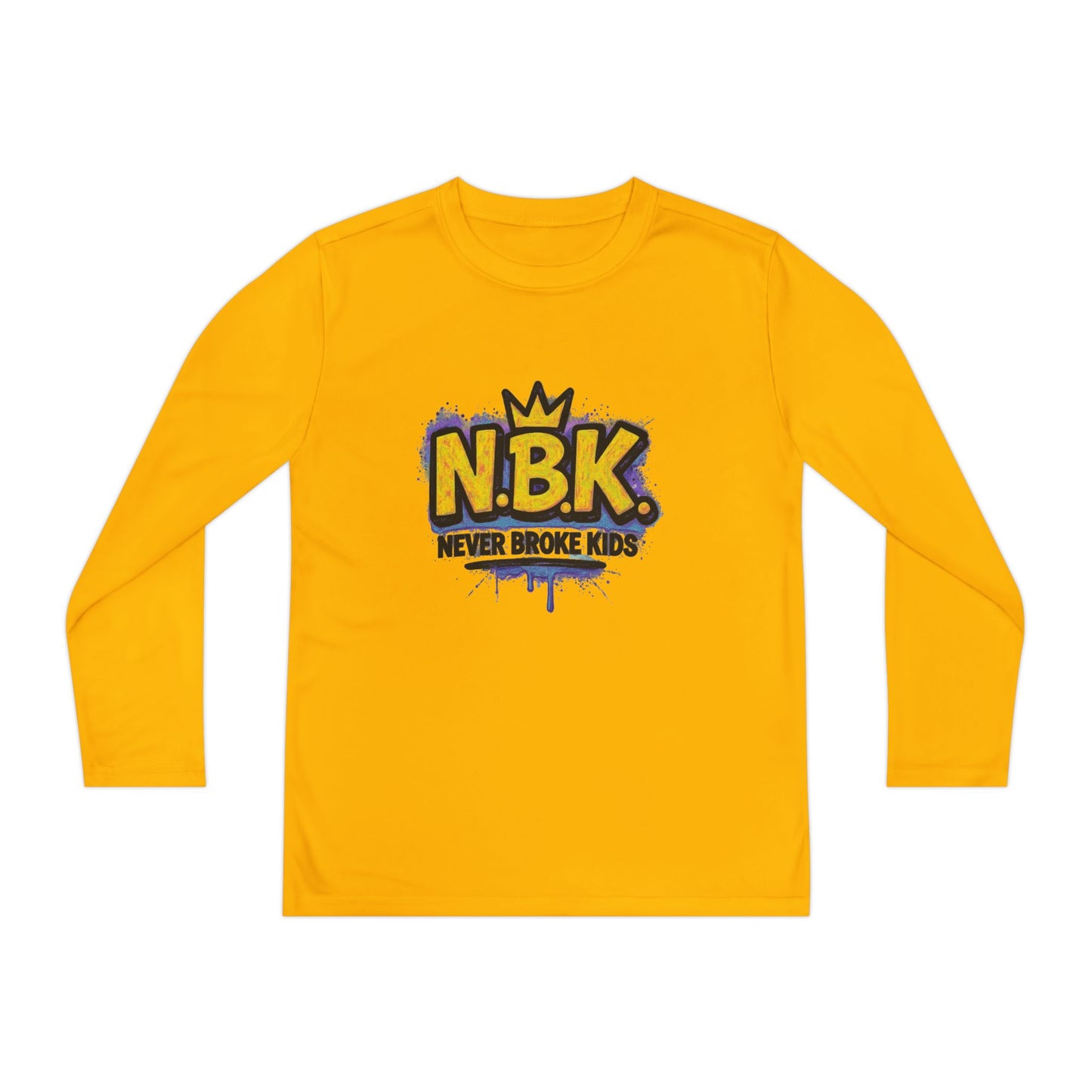 Youth Long Sleeve Tee - NBK Never Broke Kids, Cool Graphic Top for Kids, Growing Up, Birthday Gift, Casual Wear, Trendy Fashion