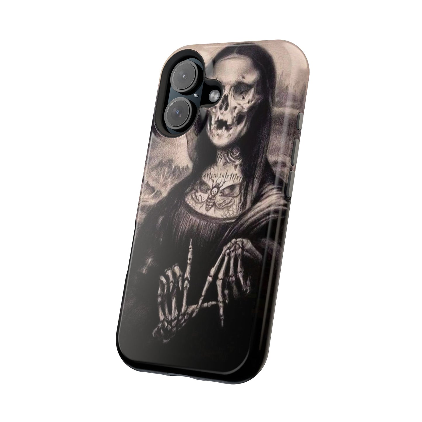 Gothic Art Phone Case, Skeleton Design, Impact-Resistant Cover, Unique Gift, Halloween Accessory, Edgy Tech Gear