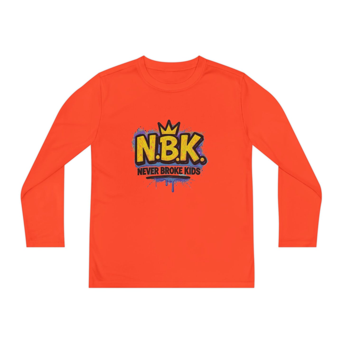 Youth Long Sleeve Tee - NBK Never Broke Kids, Cool Graphic Top for Kids, Growing Up, Birthday Gift, Casual Wear, Trendy Fashion