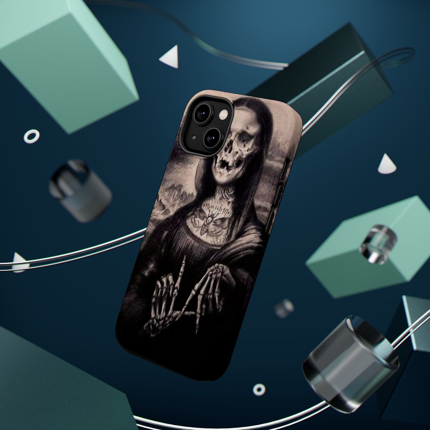 Gothic Art Phone Case, Skeleton Design, Impact-Resistant Cover, Unique Gift, Halloween Accessory, Edgy Tech Gear