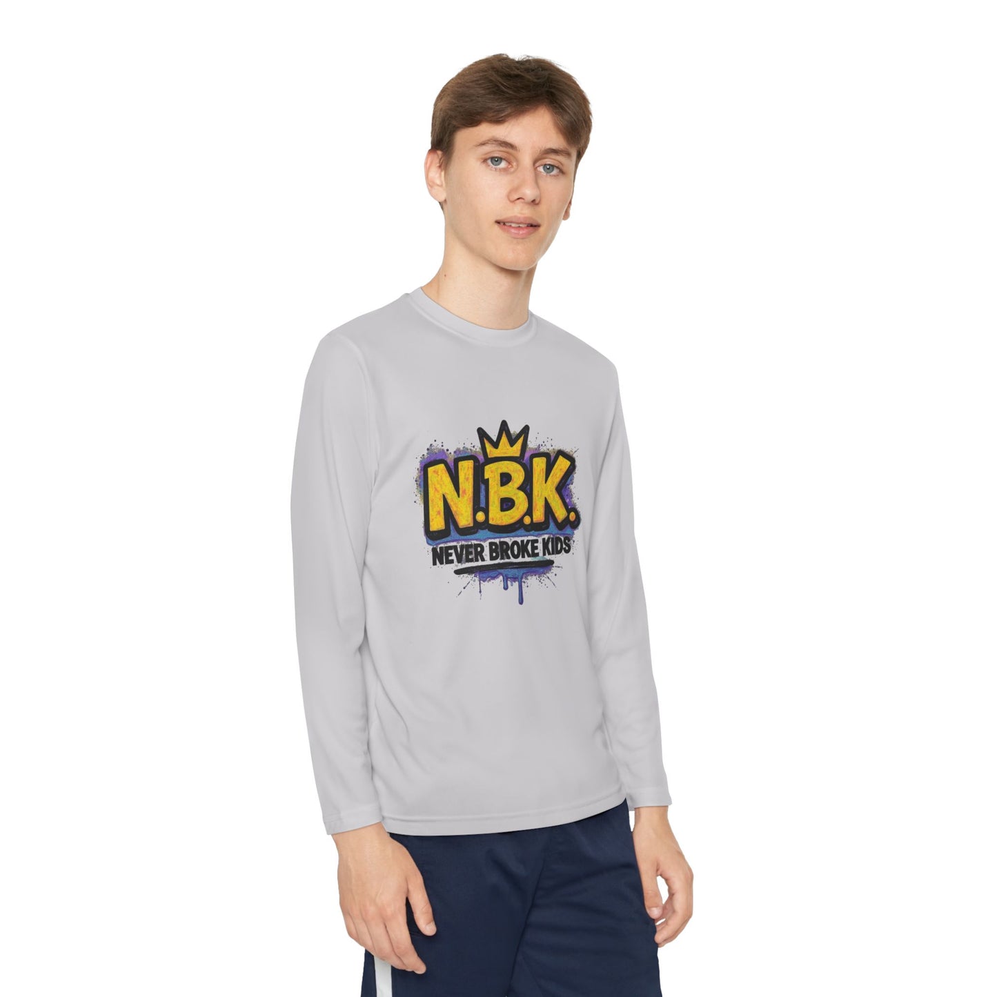 Youth Long Sleeve Tee - NBK Never Broke Kids, Cool Graphic Top for Kids, Growing Up, Birthday Gift, Casual Wear, Trendy Fashion