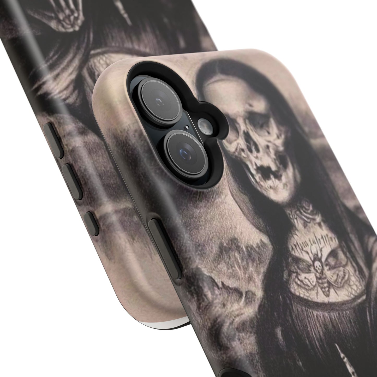 Gothic Art Phone Case, Skeleton Design, Impact-Resistant Cover, Unique Gift, Halloween Accessory, Edgy Tech Gear