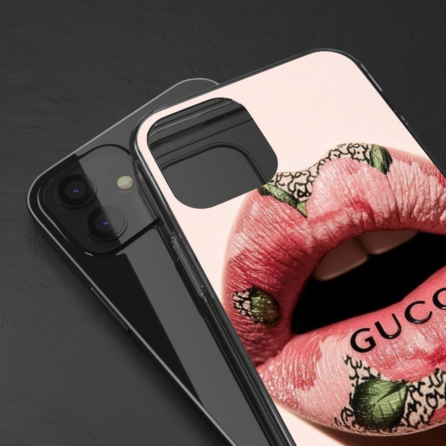 Stylish Clear Phone Case with Floral Lip Design, Trendy Accessory, Fashion Gift, Phone Protection, Vibrant Design