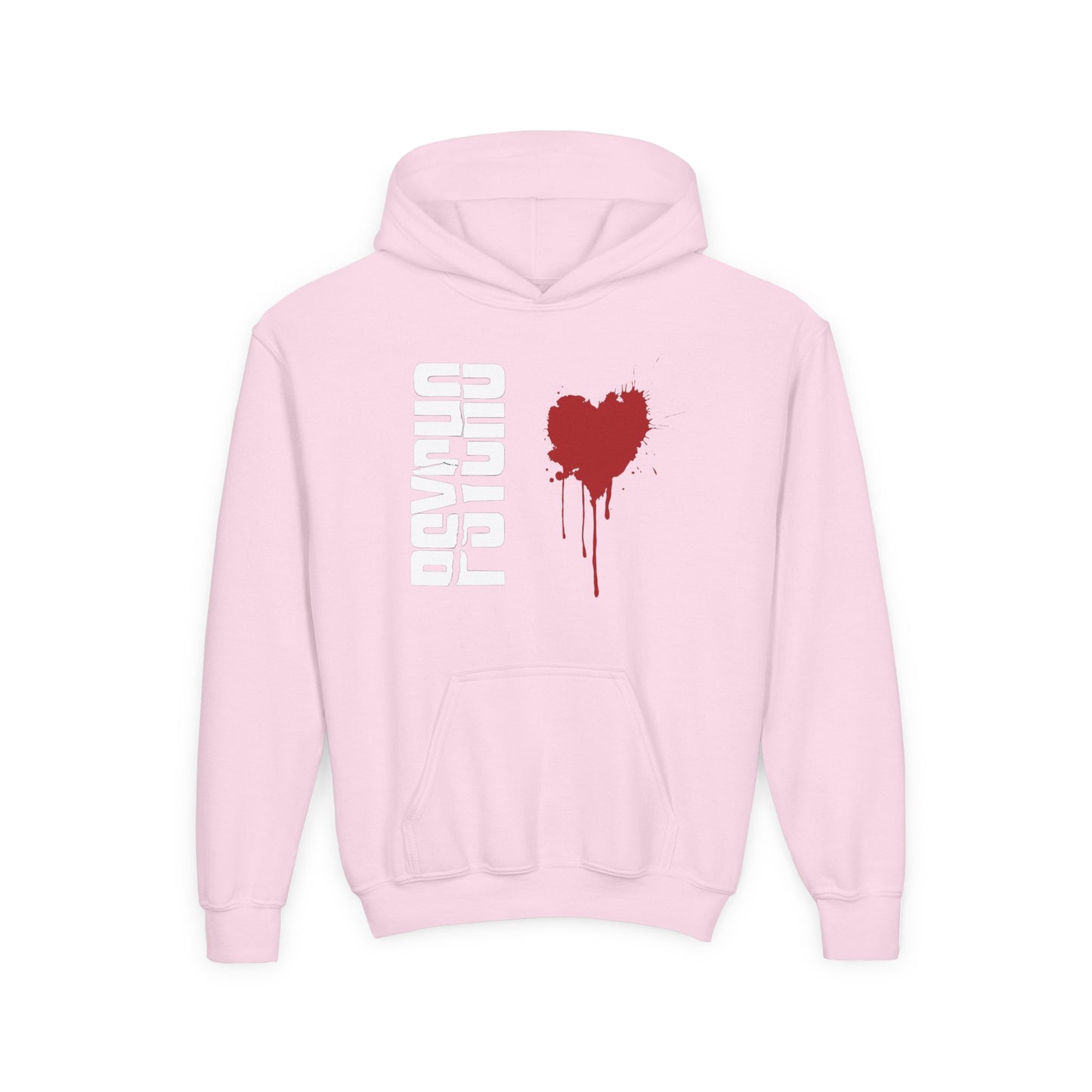Youth Hooded Sweatshirt with Heart Design, Cozy Pullover, Trendy Sweatshirt, Gift for Teens, Casual Wear, Fashion Hoodie