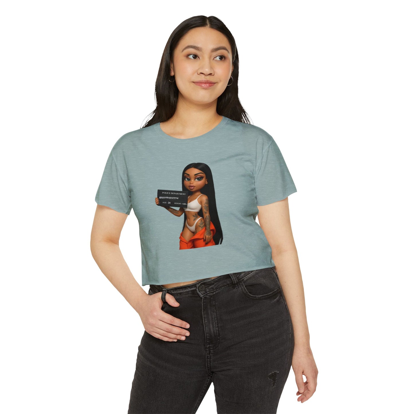 Women’s Festival Crop Top with Playful Graphic | Bohemian Style, Summer Essential, Music Festival Outfit, Casual Wear, Trendy Tee