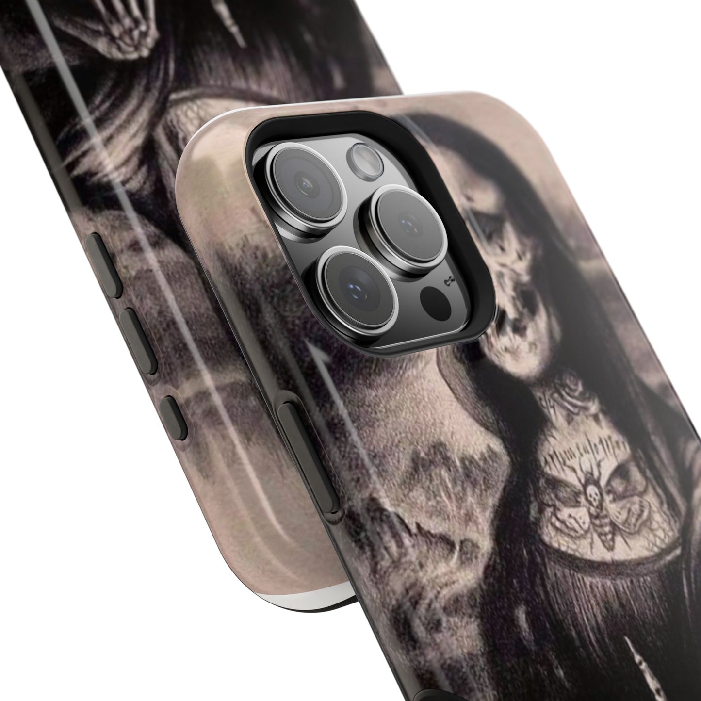Gothic Art Phone Case, Skeleton Design, Impact-Resistant Cover, Unique Gift, Halloween Accessory, Edgy Tech Gear