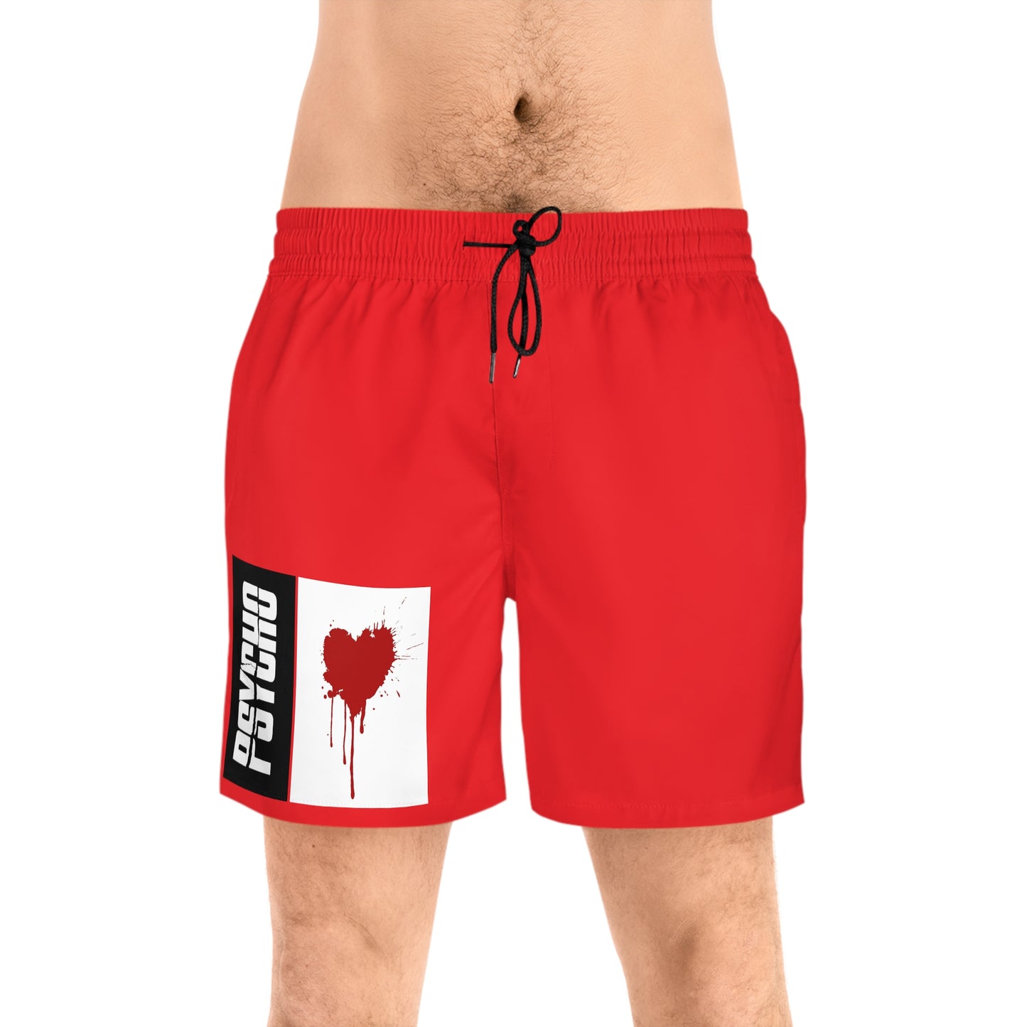 Psycho Heart Swim Shorts, Bold Men’s Swimwear, Vacation Essentials, Summer Pool Party Outfit, Unique Beachwear, Gifts for Him