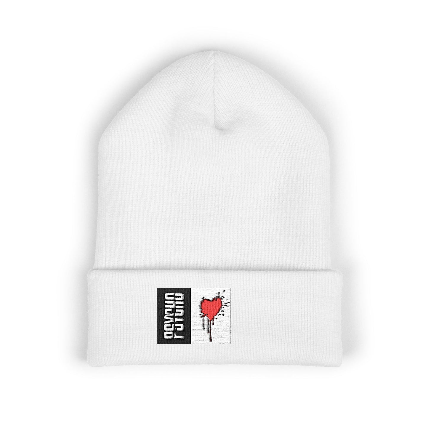 Embroidered Cuffed Beanie with Heart Design - Cozy Winter Accessory, Perfect Gift for Friends, Unisex Hat, Streetwear Fashion