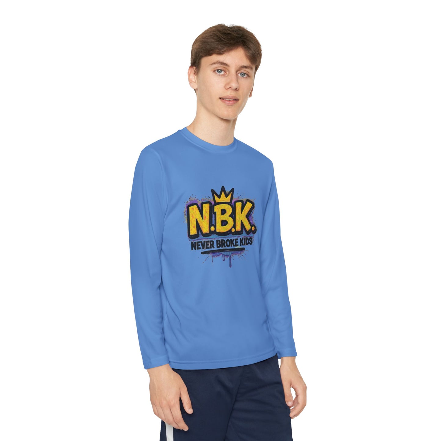 Youth Long Sleeve Tee - NBK Never Broke Kids, Cool Graphic Top for Kids, Growing Up, Birthday Gift, Casual Wear, Trendy Fashion