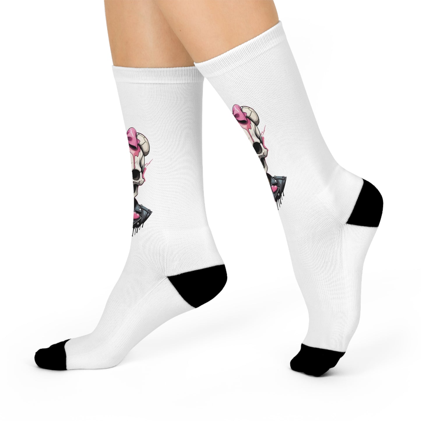 Skull Bow Crew Socks, Trendy Cool Socks, Goth Fashion Accessories, Perfect Gift for Halloween & Everyday Wear, Unique Streetwear