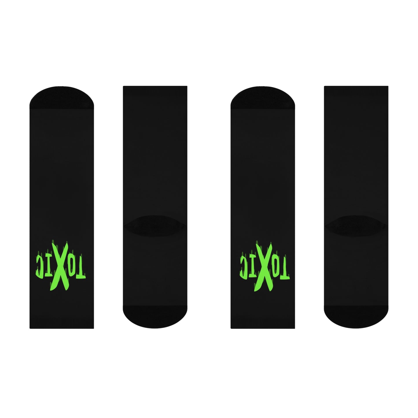 Toxic Vibes Crew Socks | Fun Cushioned Socks for Gift, Fashion, Everyday Wear | Halloween, Party, Casual Style