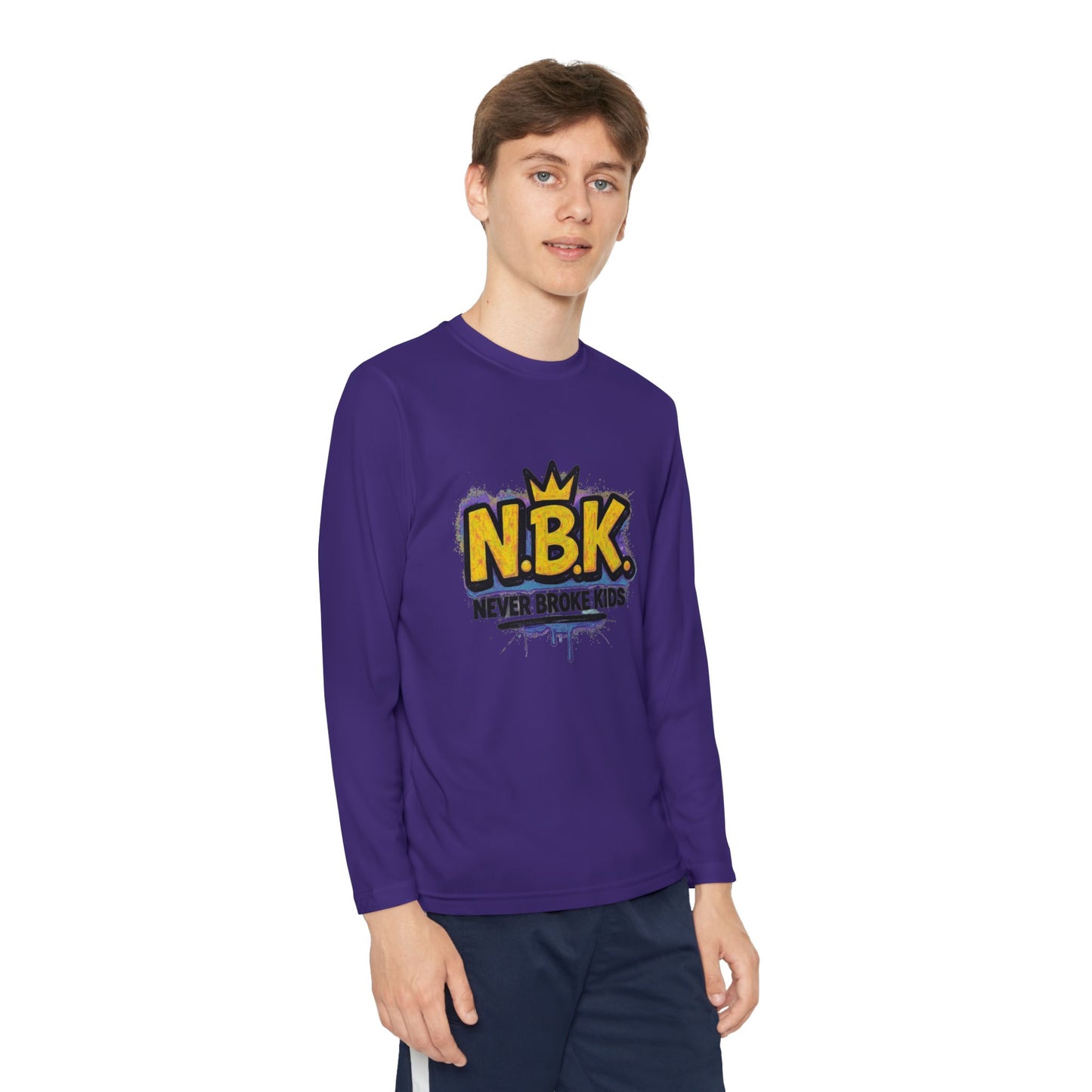 Youth Long Sleeve Tee - NBK Never Broke Kids, Cool Graphic Top for Kids, Growing Up, Birthday Gift, Casual Wear, Trendy Fashion