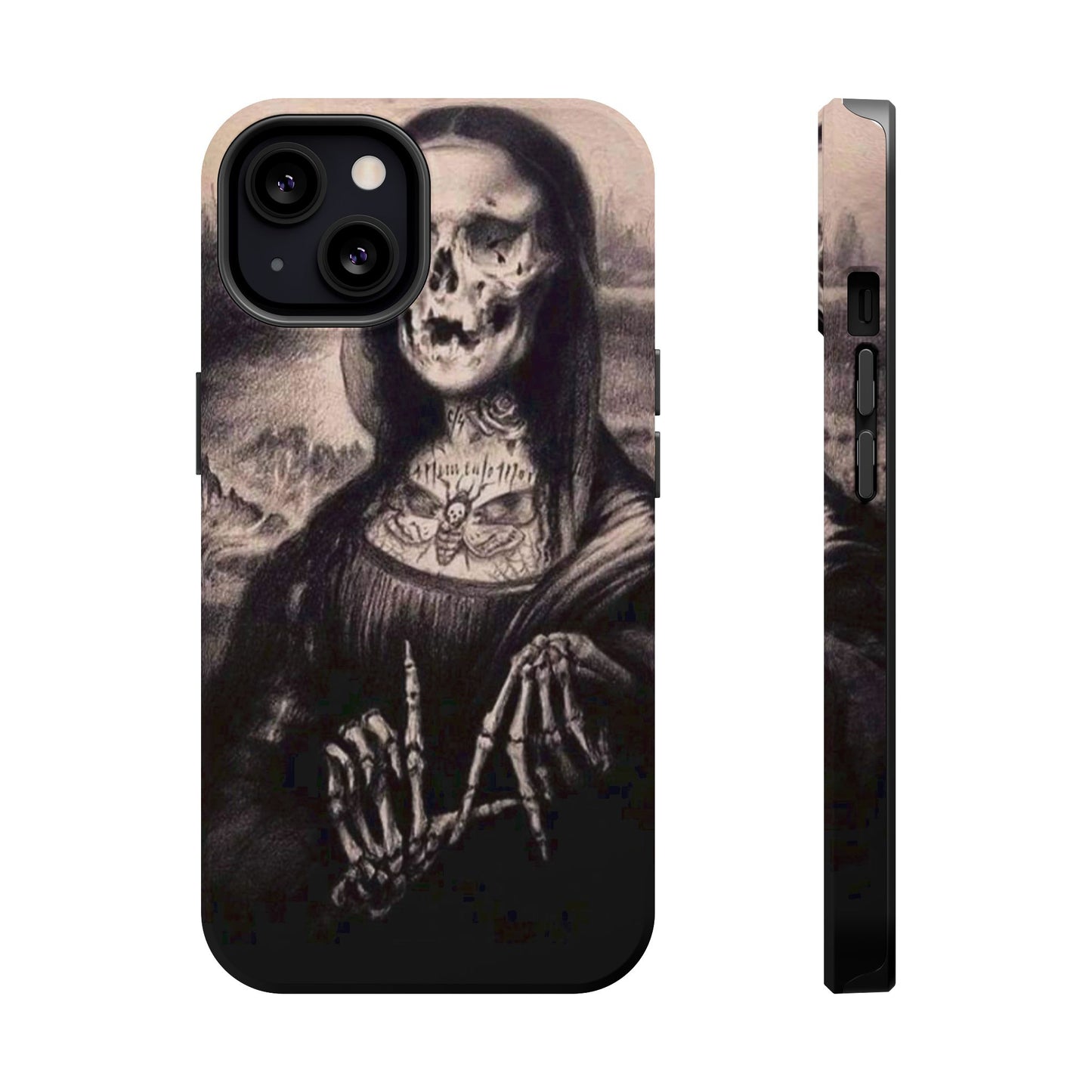 Gothic Art Phone Case, Skeleton Design, Impact-Resistant Cover, Unique Gift, Halloween Accessory, Edgy Tech Gear