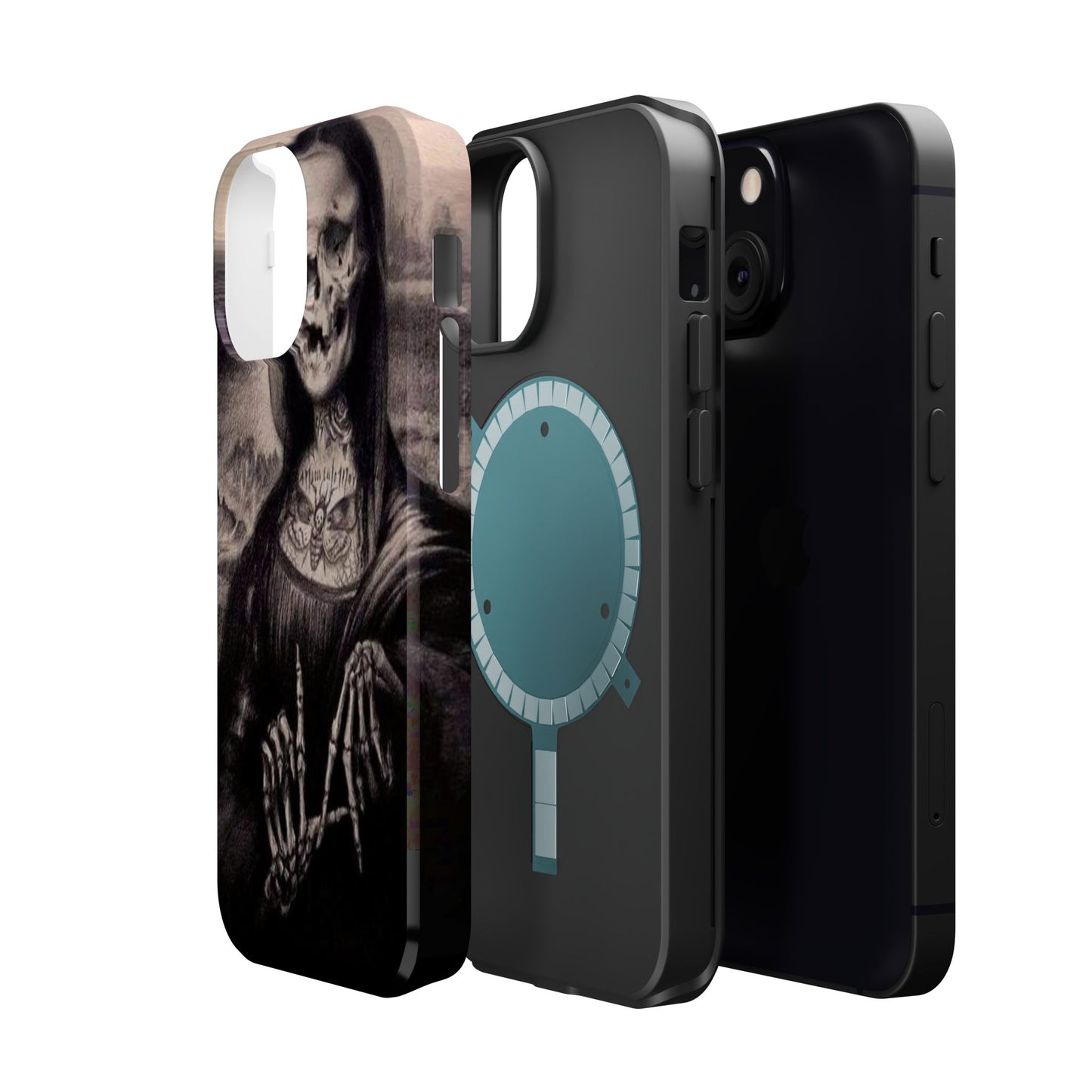 Gothic Art Phone Case, Skeleton Design, Impact-Resistant Cover, Unique Gift, Halloween Accessory, Edgy Tech Gear