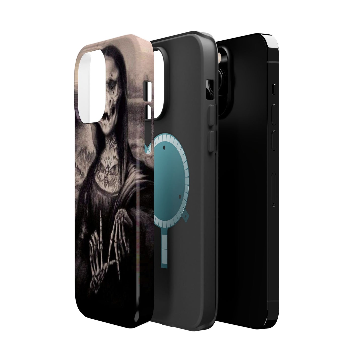 Gothic Art Phone Case, Skeleton Design, Impact-Resistant Cover, Unique Gift, Halloween Accessory, Edgy Tech Gear