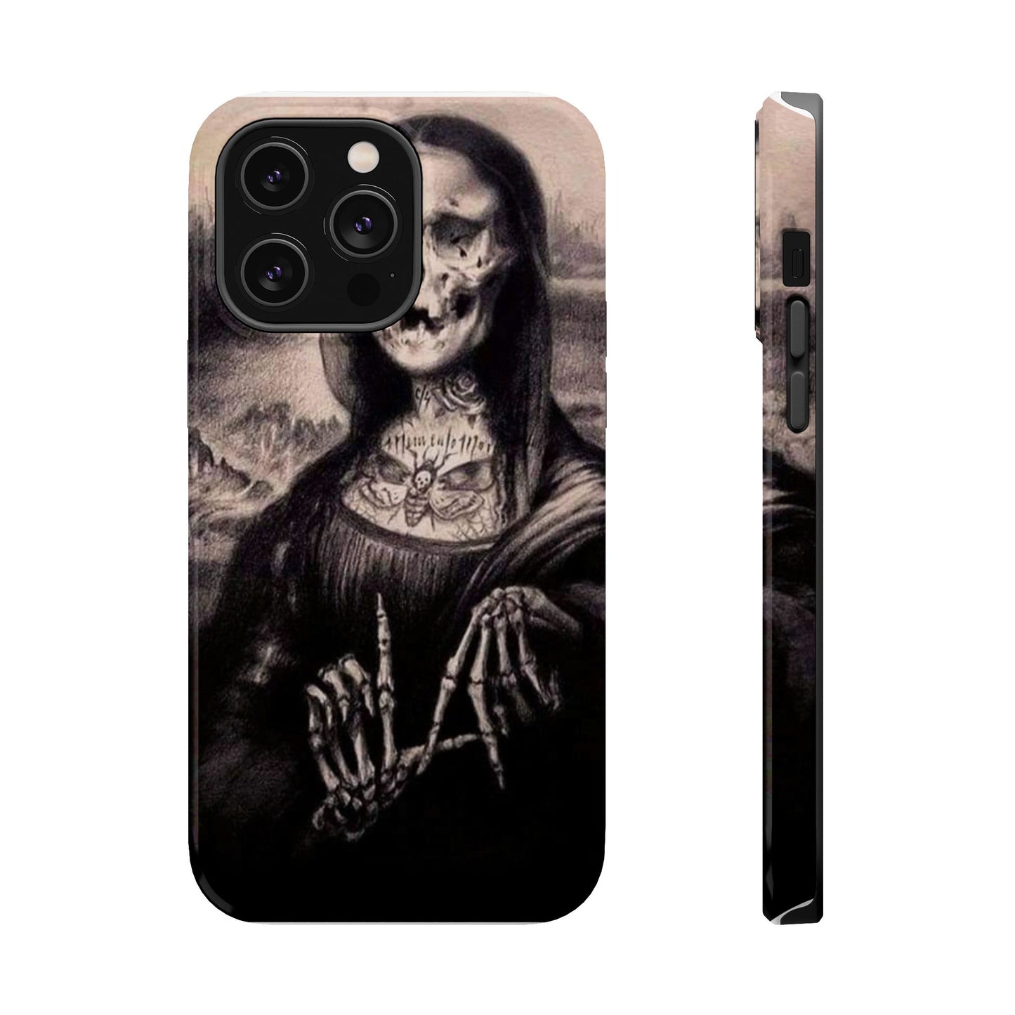 Gothic Art Phone Case, Skeleton Design, Impact-Resistant Cover, Unique Gift, Halloween Accessory, Edgy Tech Gear