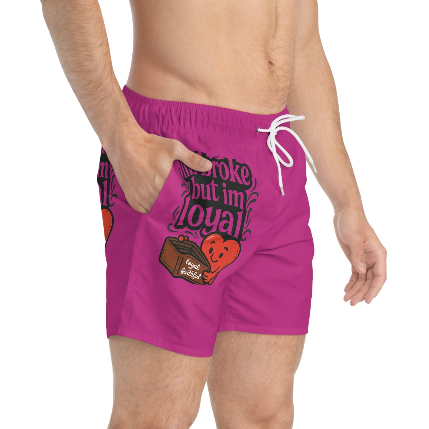 Broke but loyal swim trunks - Perfect for Beach Days, Pool Parties, Vacation, Summer Fun, and Holiday Gifts