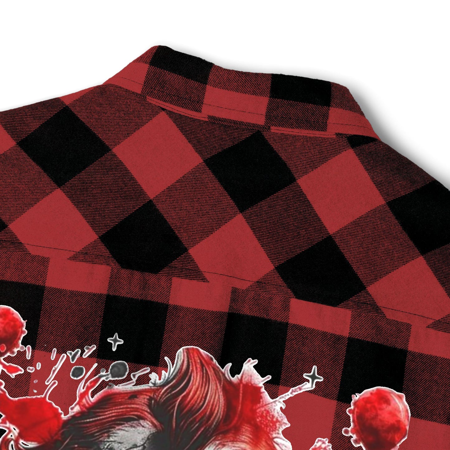 Unisex Flannel Shirt with Creepy Clown Design, Perfect for Fall Outfits, Halloween Parties, Casual Wear, Horror Fans, Cozy Style