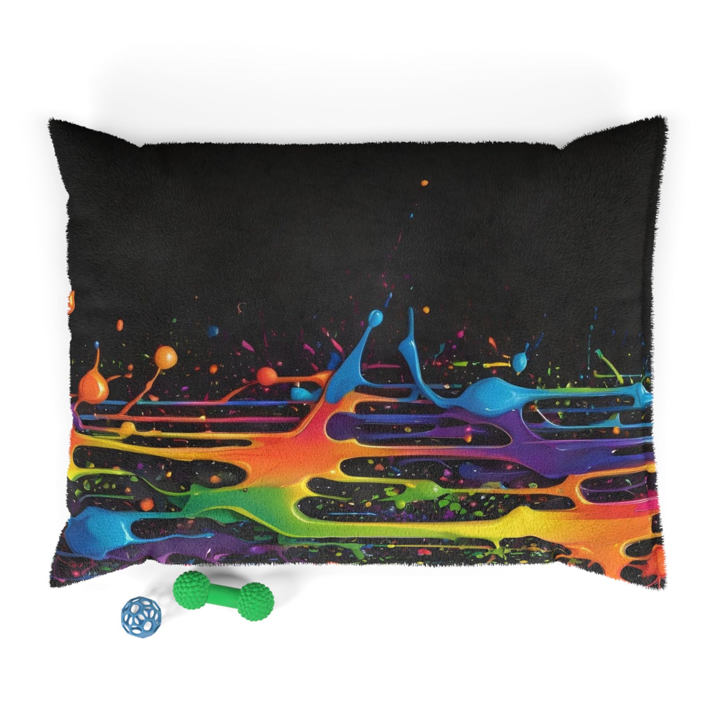 Vibrant Splash Pet Bed, Colorful Dog Bed, Cat Sleeping Pad, Cozy Pet Mat, Fun Pet Decor, Rainbow Splash Pet Cushion