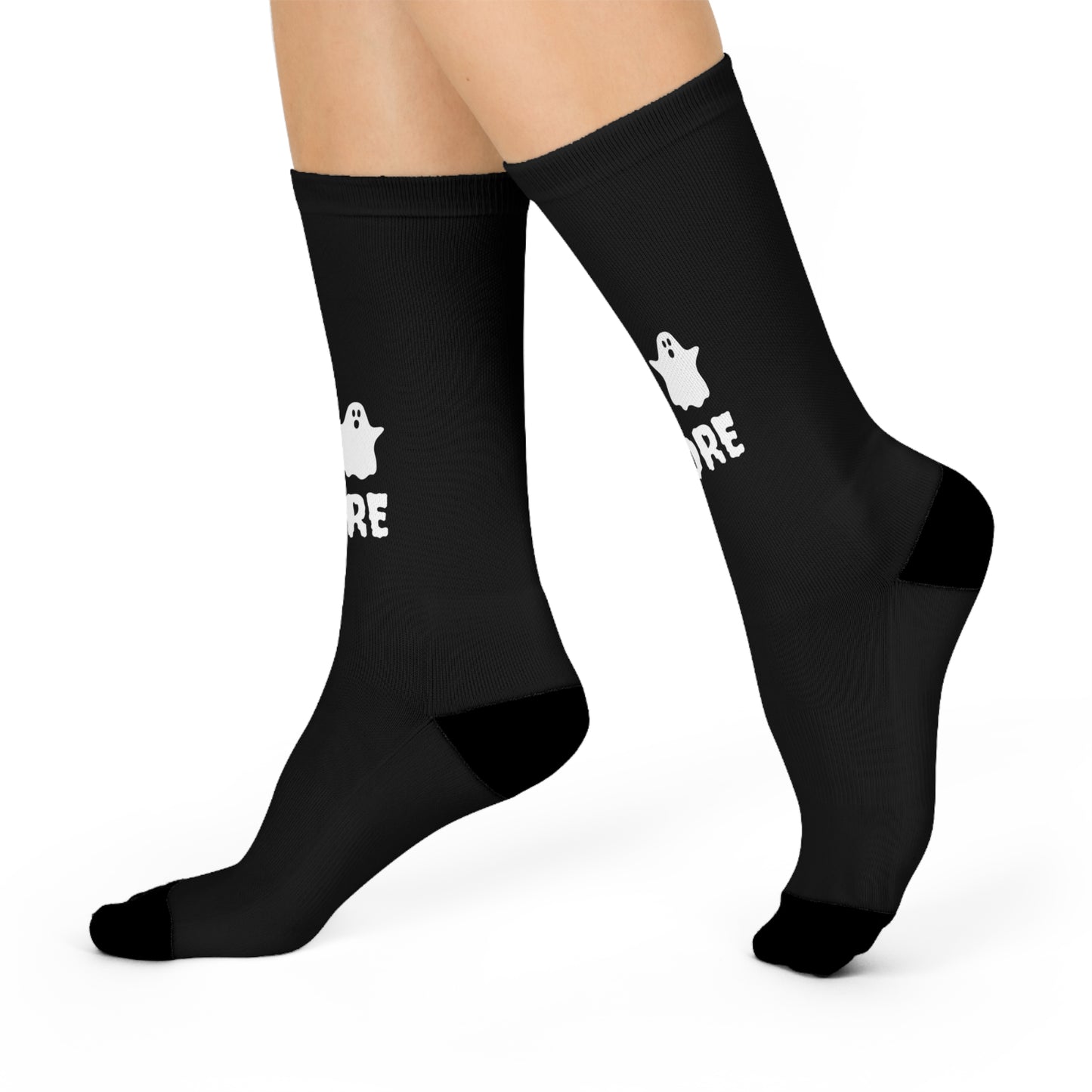 "BOO, YOU WHORE" Spooky Crew Socks, Fun Socks, Halloween Gift, Cozy Crew Socks, Ghost Theme, Soft Cushioned Socks, Whimsical Sock Design