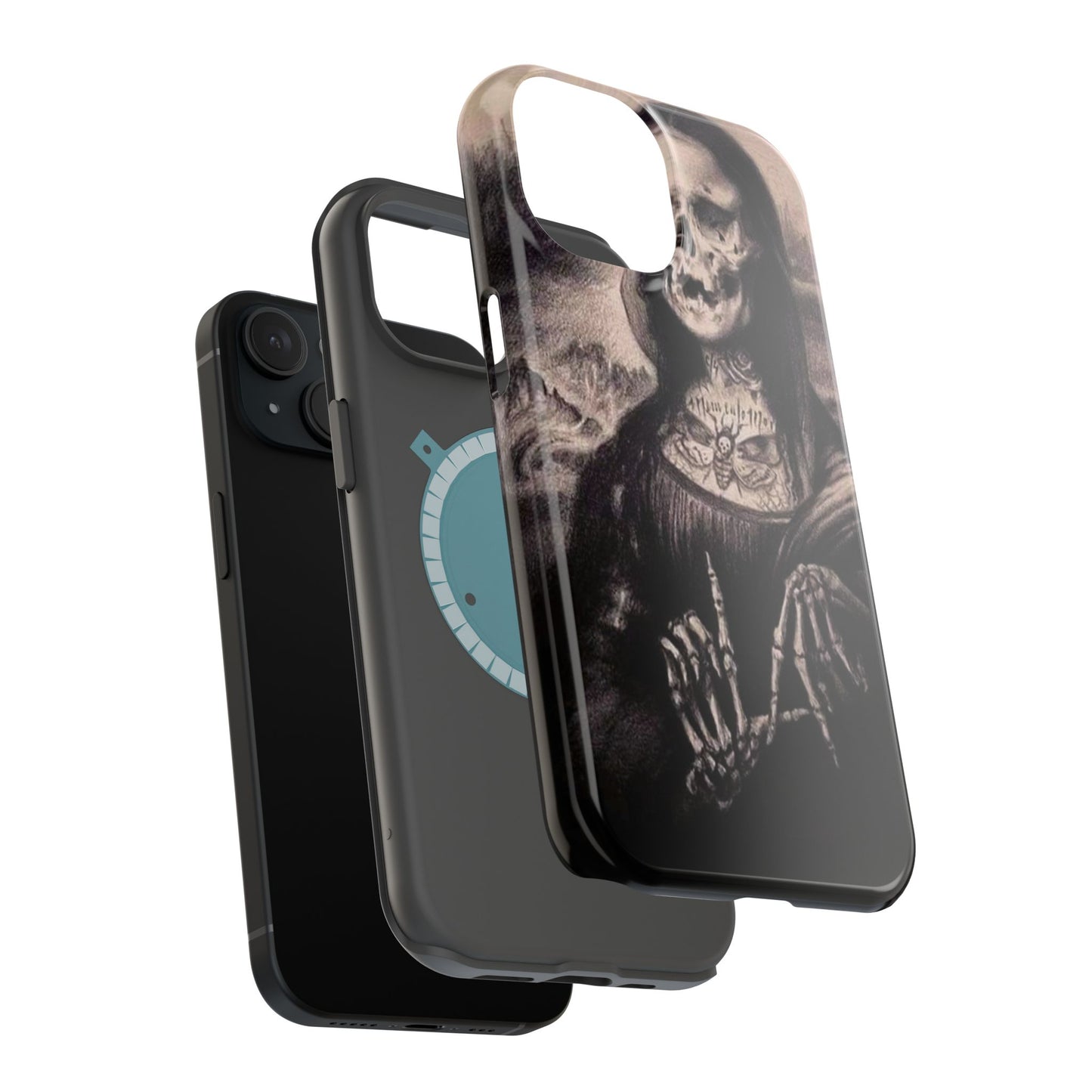 Gothic Art Phone Case, Skeleton Design, Impact-Resistant Cover, Unique Gift, Halloween Accessory, Edgy Tech Gear
