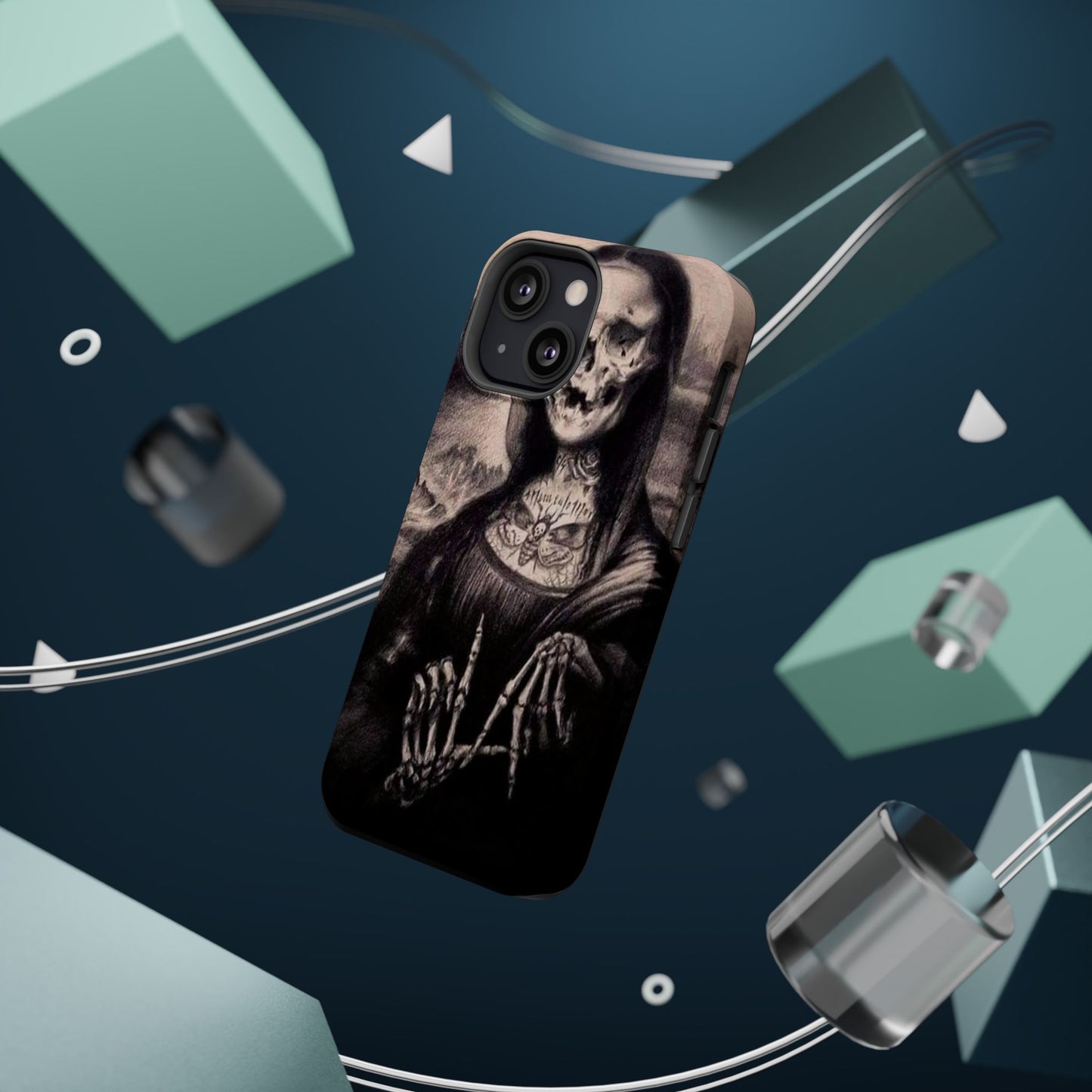 Gothic Art Phone Case, Skeleton Design, Impact-Resistant Cover, Unique Gift, Halloween Accessory, Edgy Tech Gear